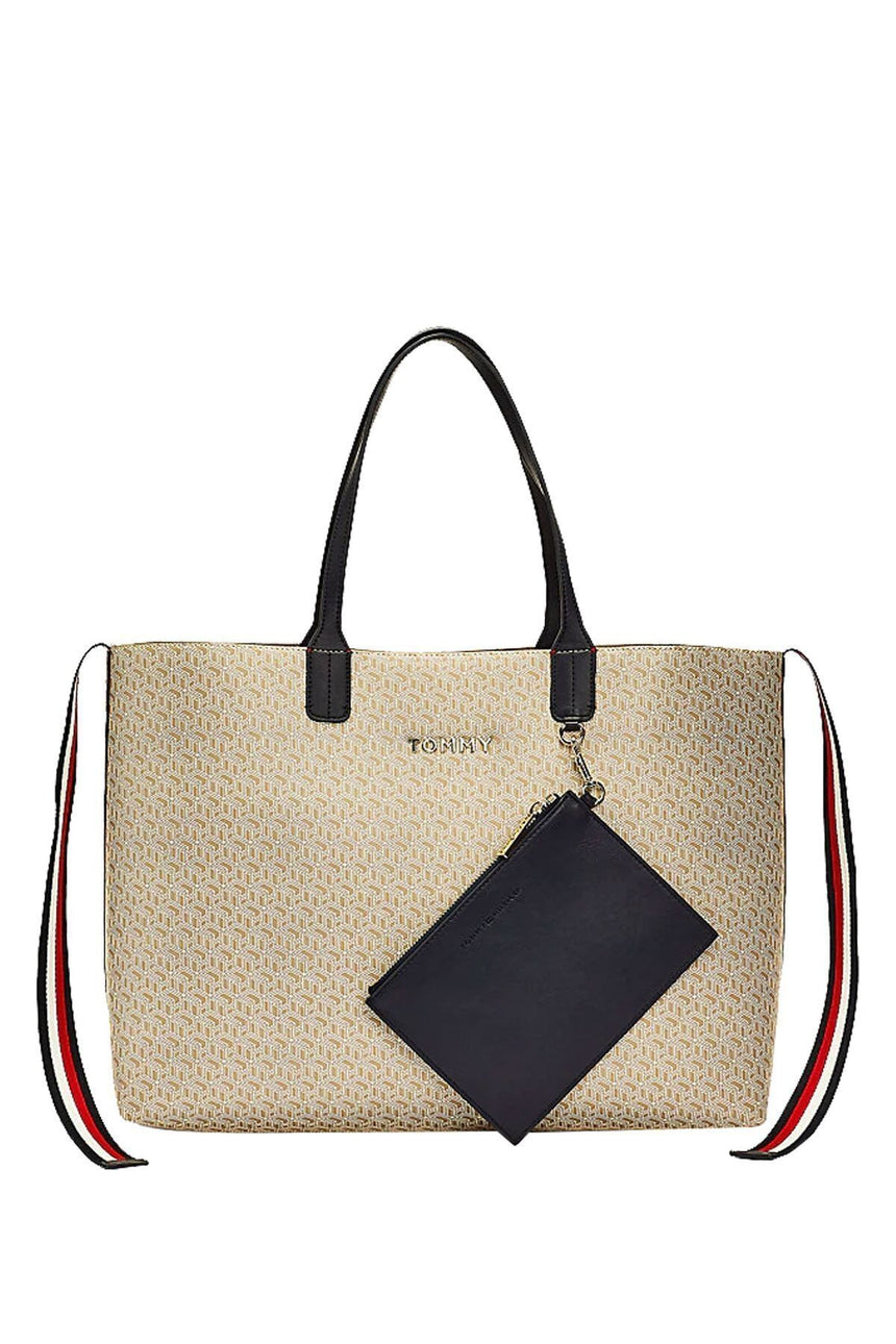 Tommy Hilfiger Iconic Tommy Tote Monogram Kadın Kol Çantası Stone