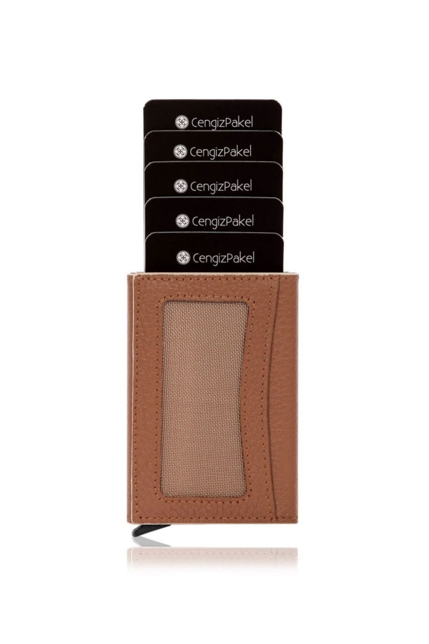 Cengiz Pakel Mekanik Kart Yuvalı Portföy Taba - Bej