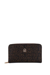 Benetton Logo Baskılı Large Kadın Cüzdanı Kahve - Taba