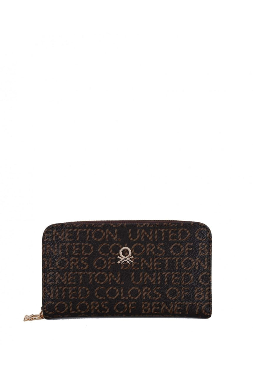 Benetton Logo Baskılı Large Kadın Cüzdanı Kahve - Taba