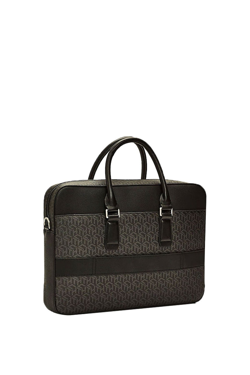 Tommy Hilfiger Coated Canvas Slim Erkek Evrak / Laptop Çantası Black Monogram
