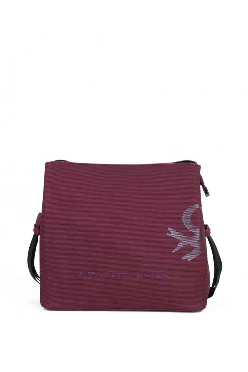 Benetton Üç Bölmeli Çapraz Askılı Kadın Çantası Mürdüm