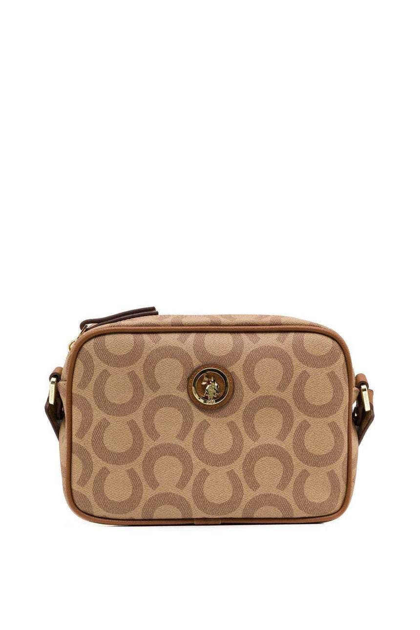 U.s Polo Assn Tek Bölmeli Kadın Çapraz Askılı Çanta Koyu Bej - Taba