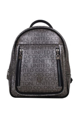 Benetton Çift Fermuar Detaylı Kadın Sırt Çantası Platin - Siyah