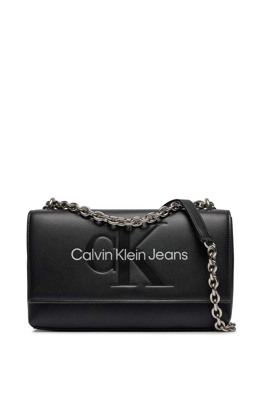 Calvin Klein Mono Flap Zincirli Çapraz Askılı Çanta Black