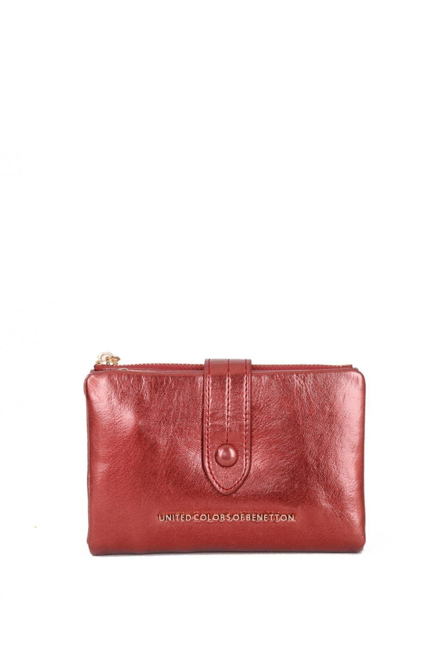 Benetton 3 Blok Mini Kadın Cüzdanı Bordo