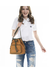 Benetton Nano Sport Büzgülü Kadın Omuz Çantası Camel - Haki