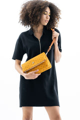 Benetton Logo Baskılı Çapraz Askılı Kadın Çantası Hardal - Camel