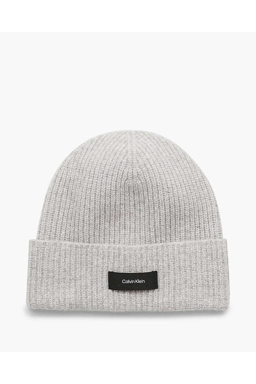 Calvin Klein Daddy Wool Rib Beanie Bere Grey