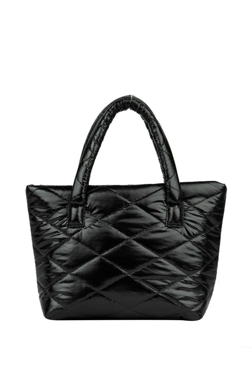 Axpe Karo Kabartma Şişme Kadın Omuz Çantası Siyah