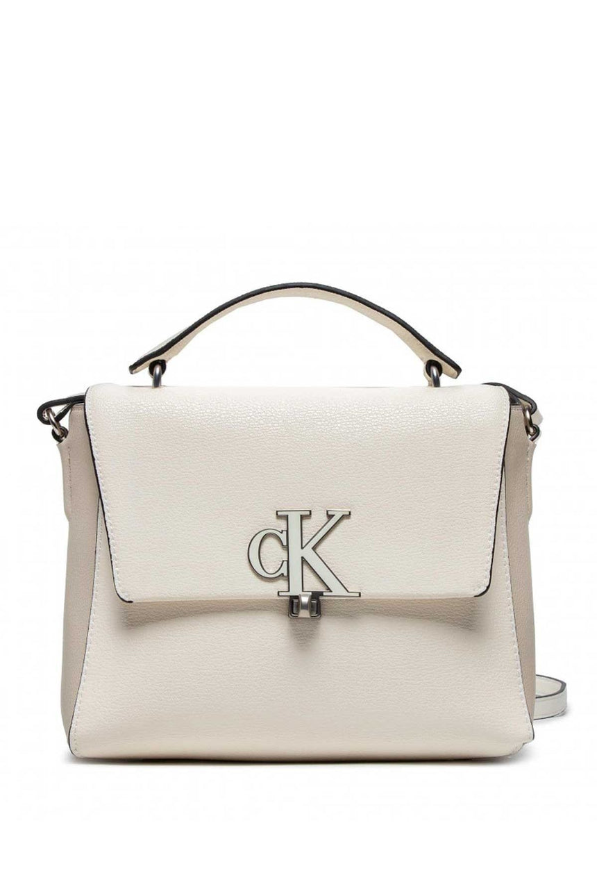 Calvin Klein Minimal Monogram Mini Top Handle Kadın Askılı Omuz Çantası Warm White - Egshell