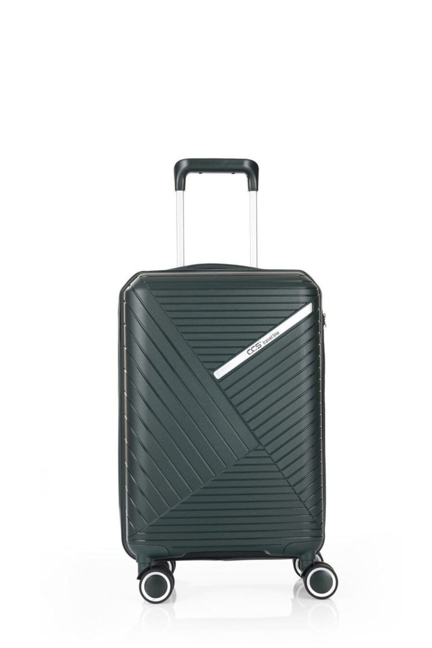 ÇÇS Diagonol Çizgili 65 cm Orta Boy Valiz Koyu Yeşil