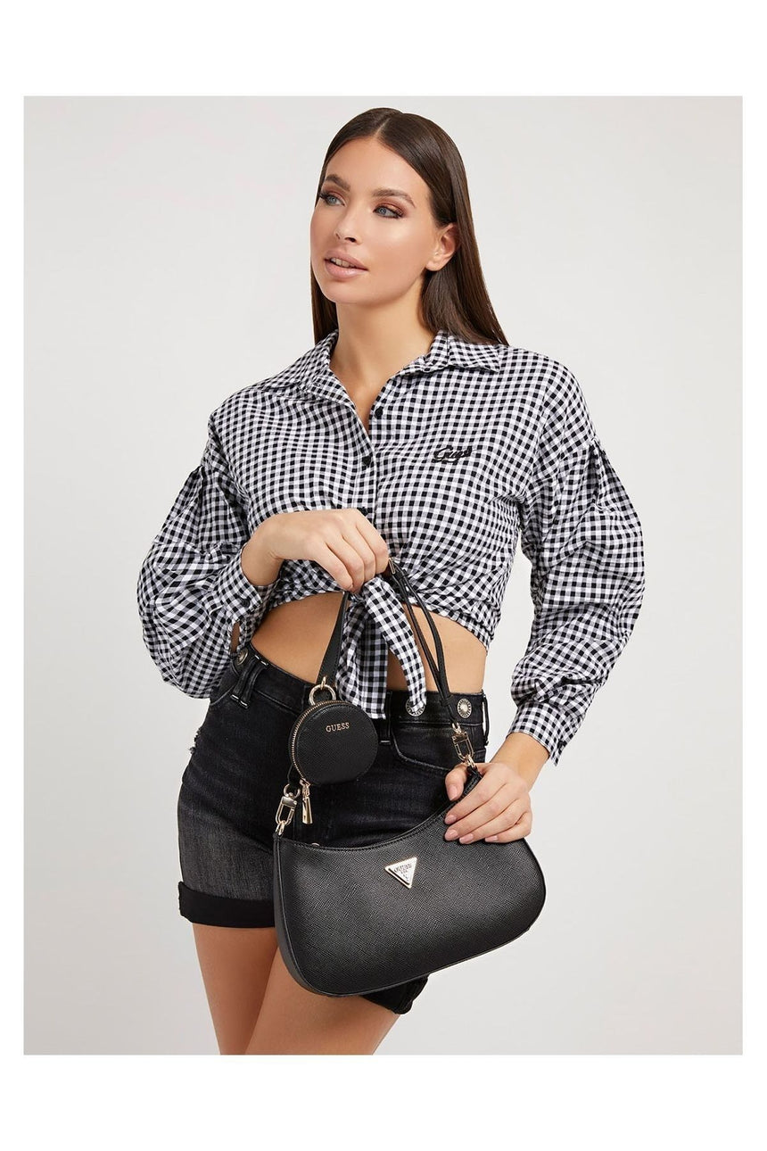 Guess Alexie Top Zip Shoulder Bag Kadın Omuz Çantası Black