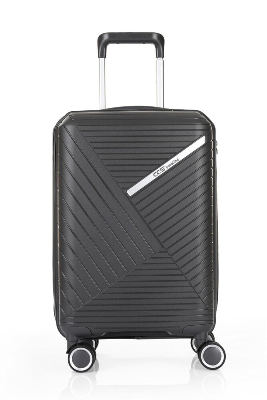 ÇÇS Diagonol Çizgili 75 cm Büyük Boy Valiz Antrasit