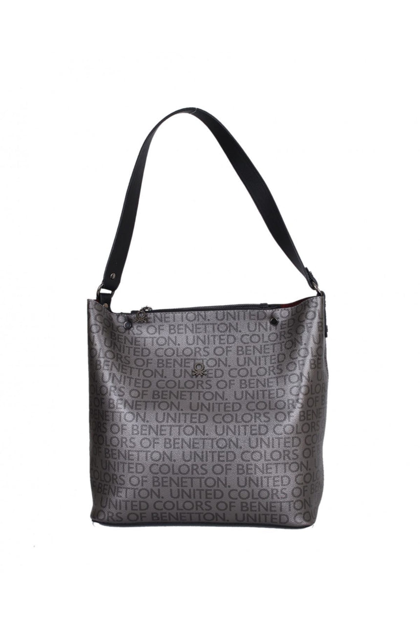 Benetton Mono Yüzey Kadın Kol Çantası Platin - Siyah