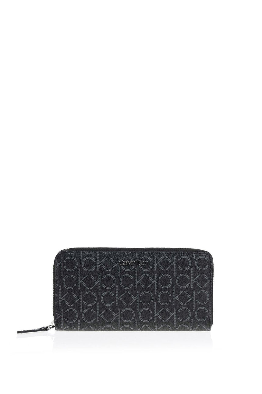 Calvin Klein Mono Ziparound Wallet Lg Kadın Cüzdanı Black Mono