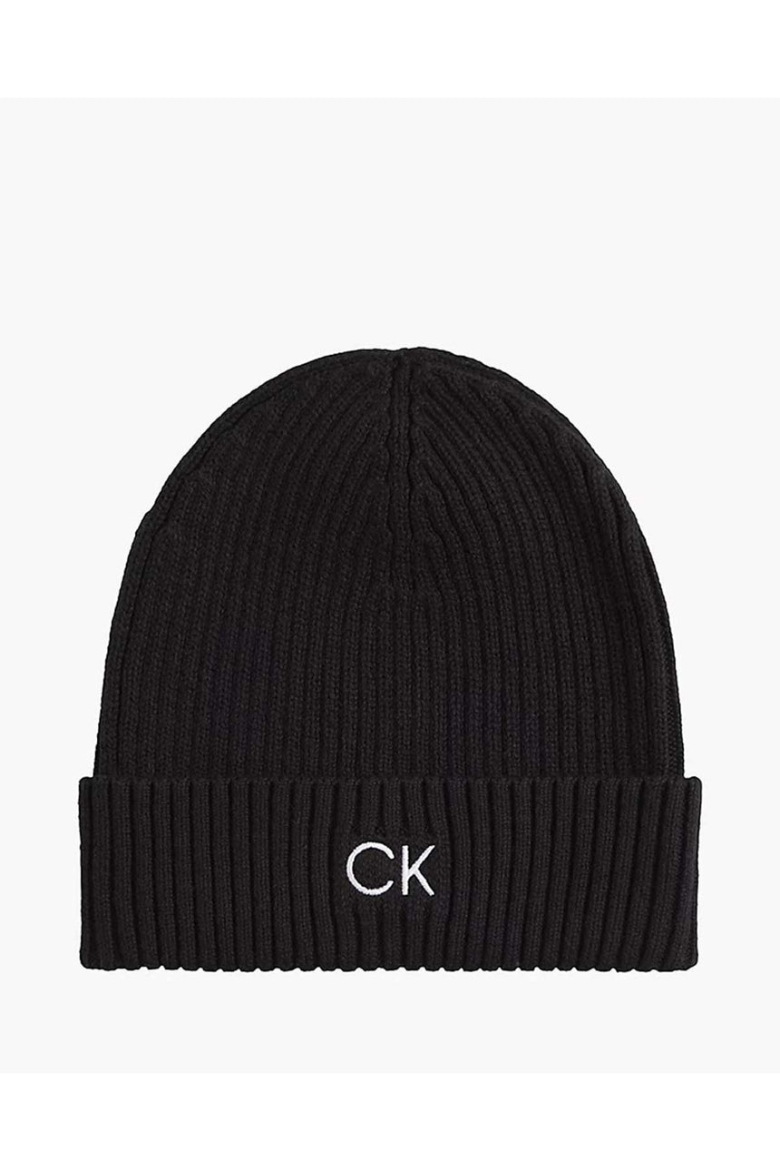 Calvin Klein Classic Coton Rib Beanie Bere Black