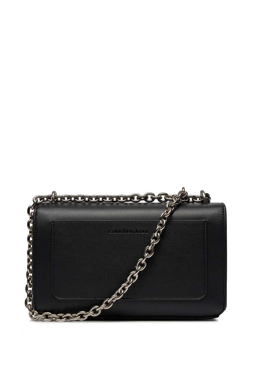 Calvin Klein Mono Flap Zincirli Çapraz Askılı Çanta Black