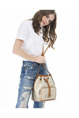 Benetton Nano Sport Büzgülü Kadın Omuz Çantası Bej - Camel