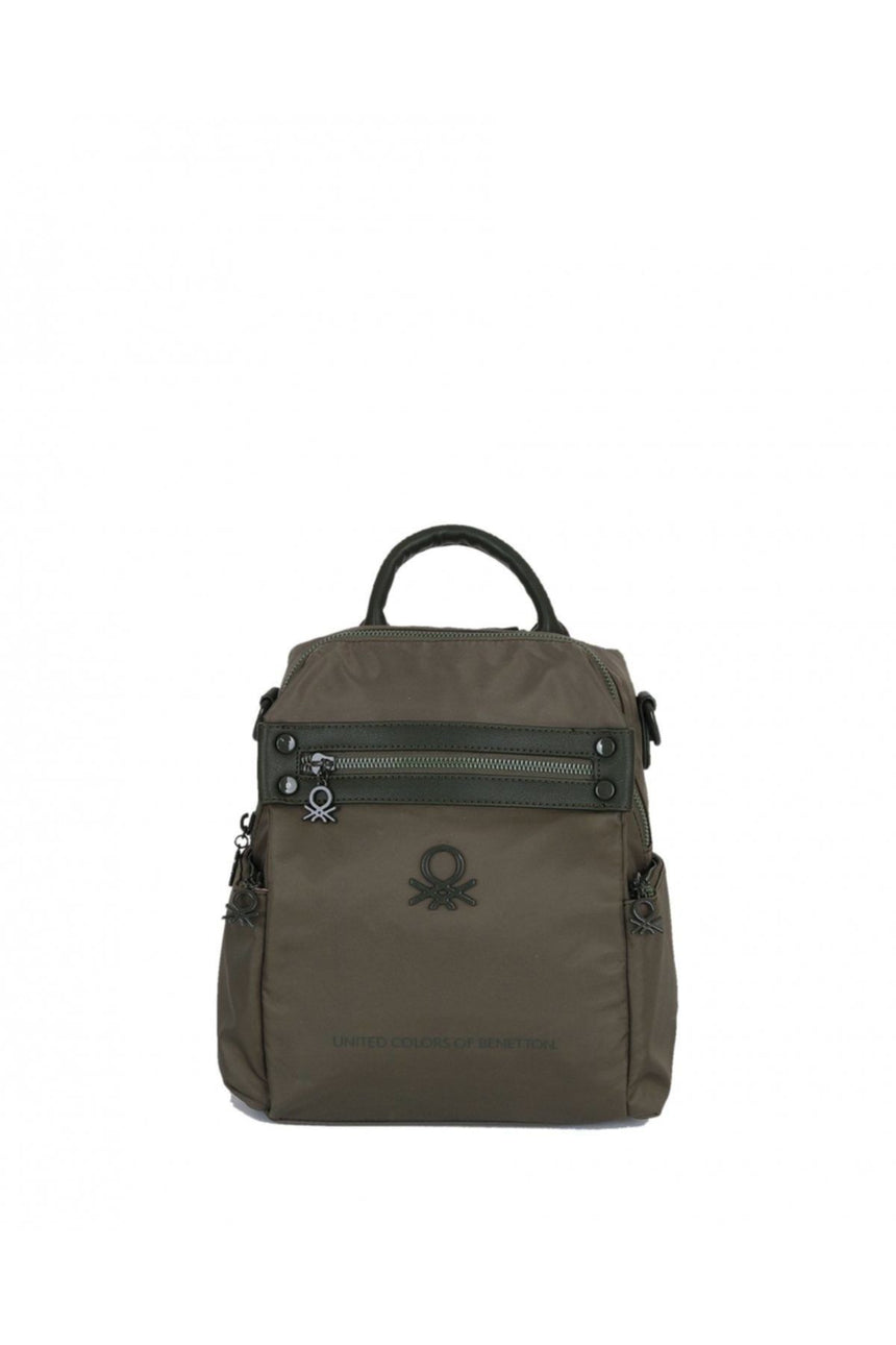 Benetton Logo Detaylı Kadın Sırt Ve Kol Çantası Haki