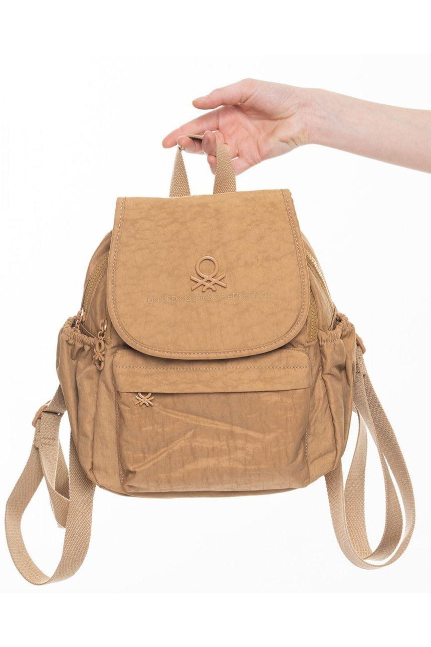 Benetton Kapaklı Mini Sırt Çantası Camel