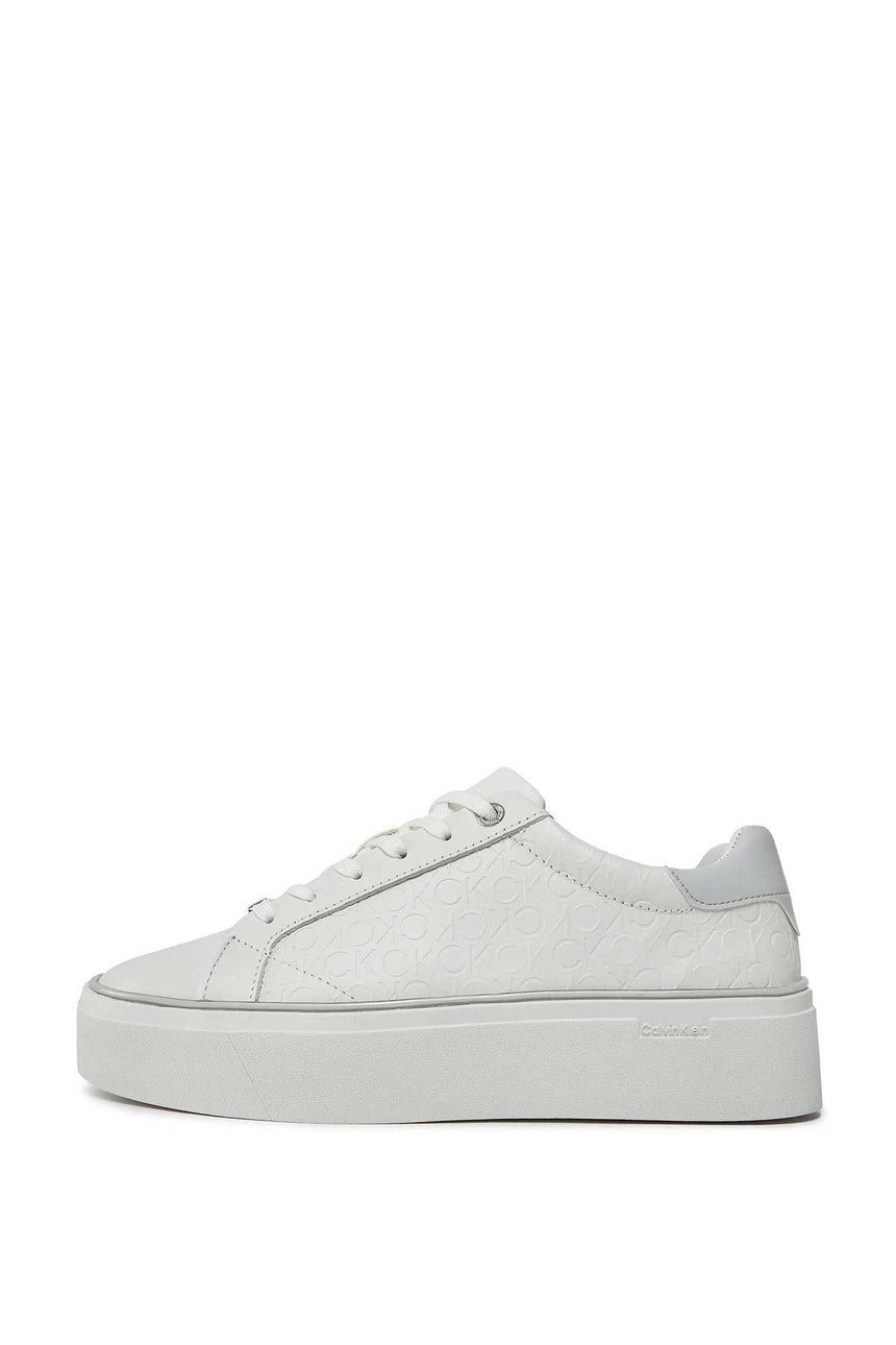 Calvin Klein Deri Platform Lace Up Sneakers White/Pearl Grey