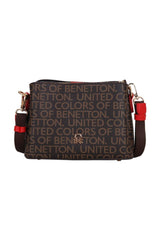 Benetton Çıt Çıtlı Monogram Çapraz Askılı Kadın Çantası Kahve - Kırmızı