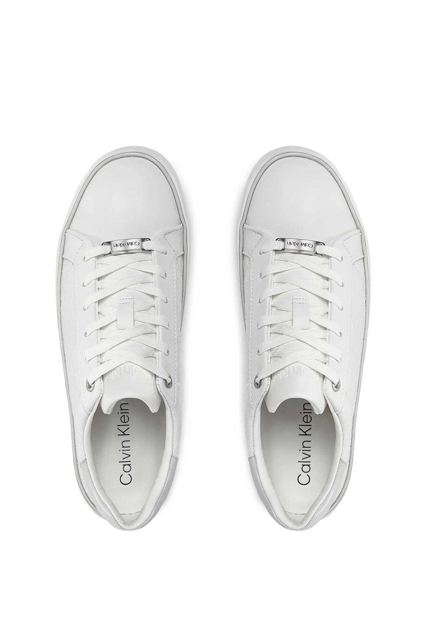 Calvin Klein Deri Platform Lace Up Sneakers White/Pearl Grey