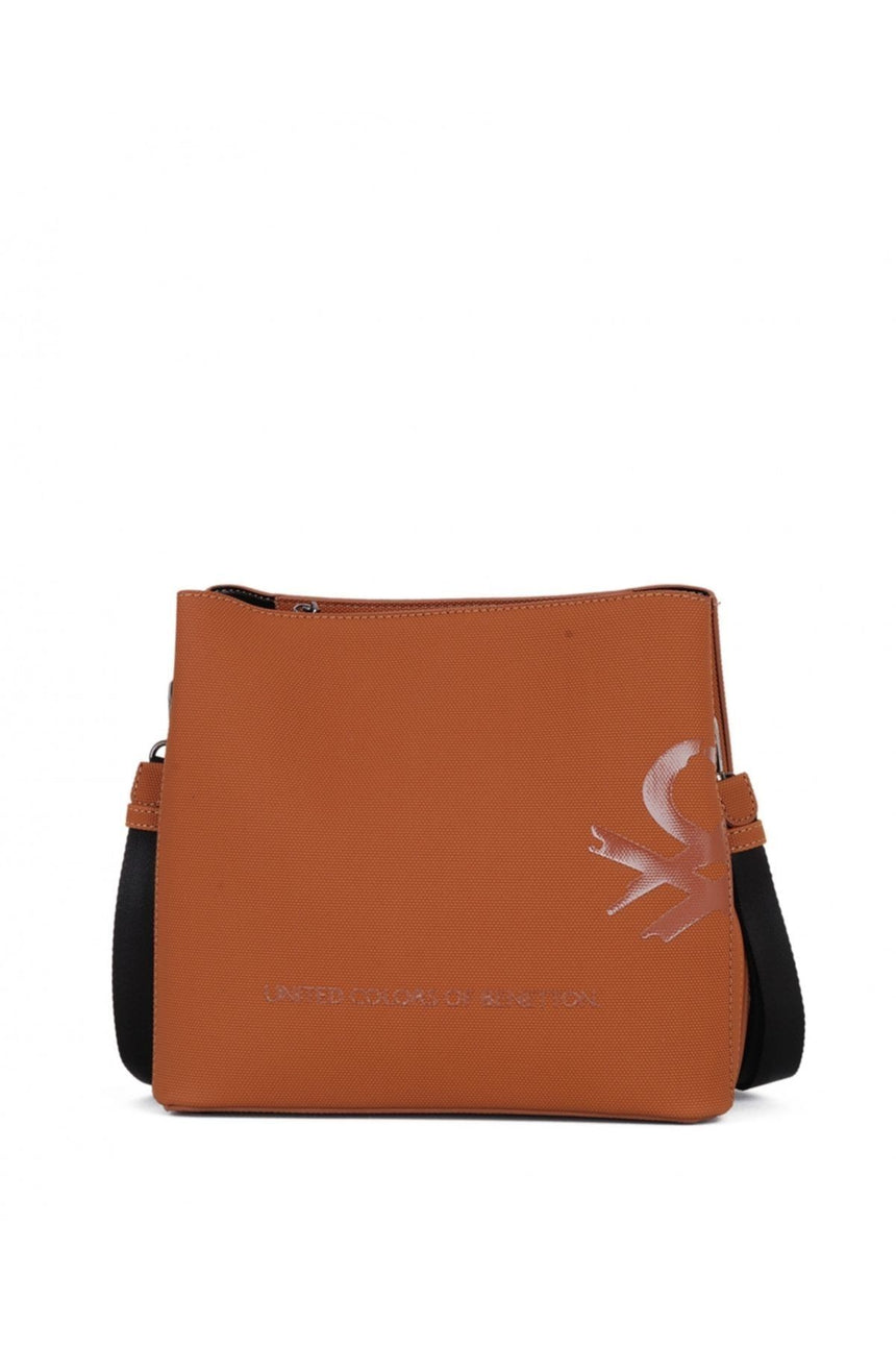 Benetton Üç Bölmeli Çapraz Askılı Kadın Çantası Camel