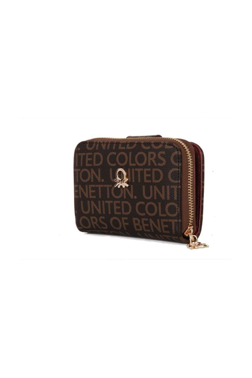 Benetton Logo Baskılı Small Kadın Cüzdanı Kahve - Bordo