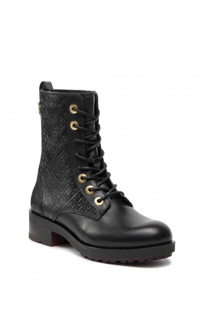 Tommy Hilfiger Monogram Bıker Kadın Boot Black