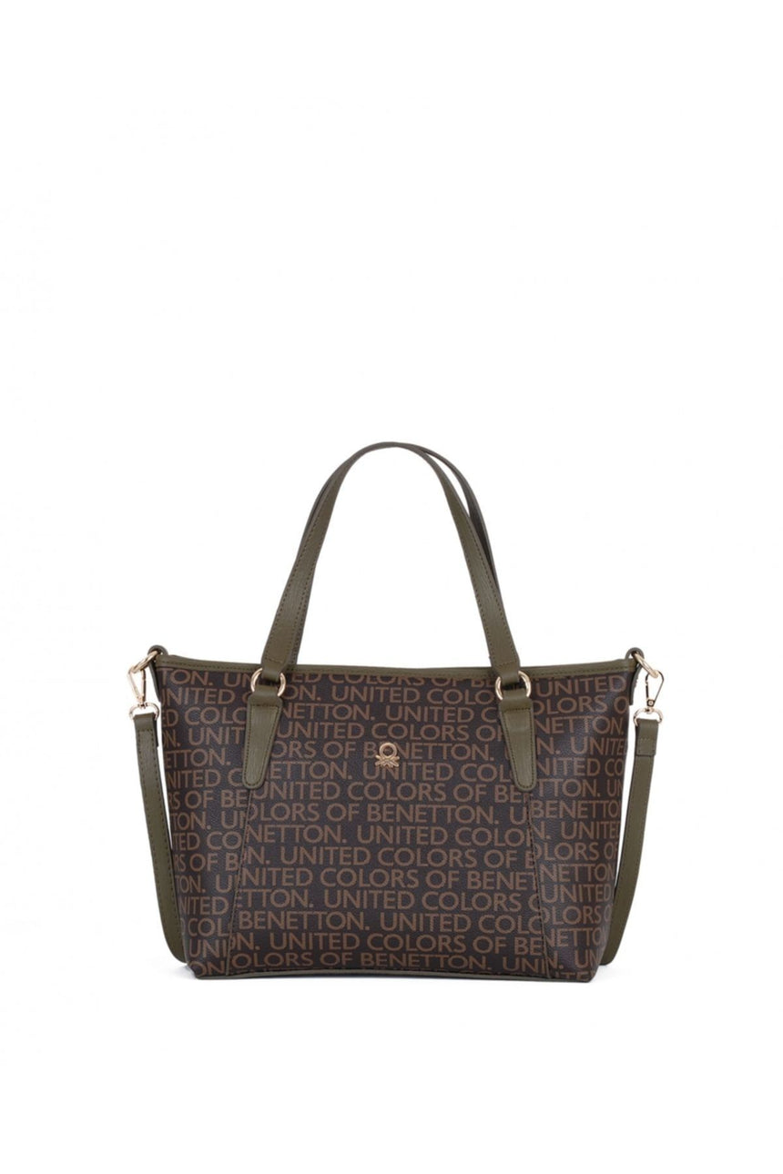 Benetton Monogram Kadın Kol Çantası Kahve- Haki