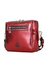 Benetton Fermuar Detaylı Çapraz Askılı Kadın Çantası Bordo