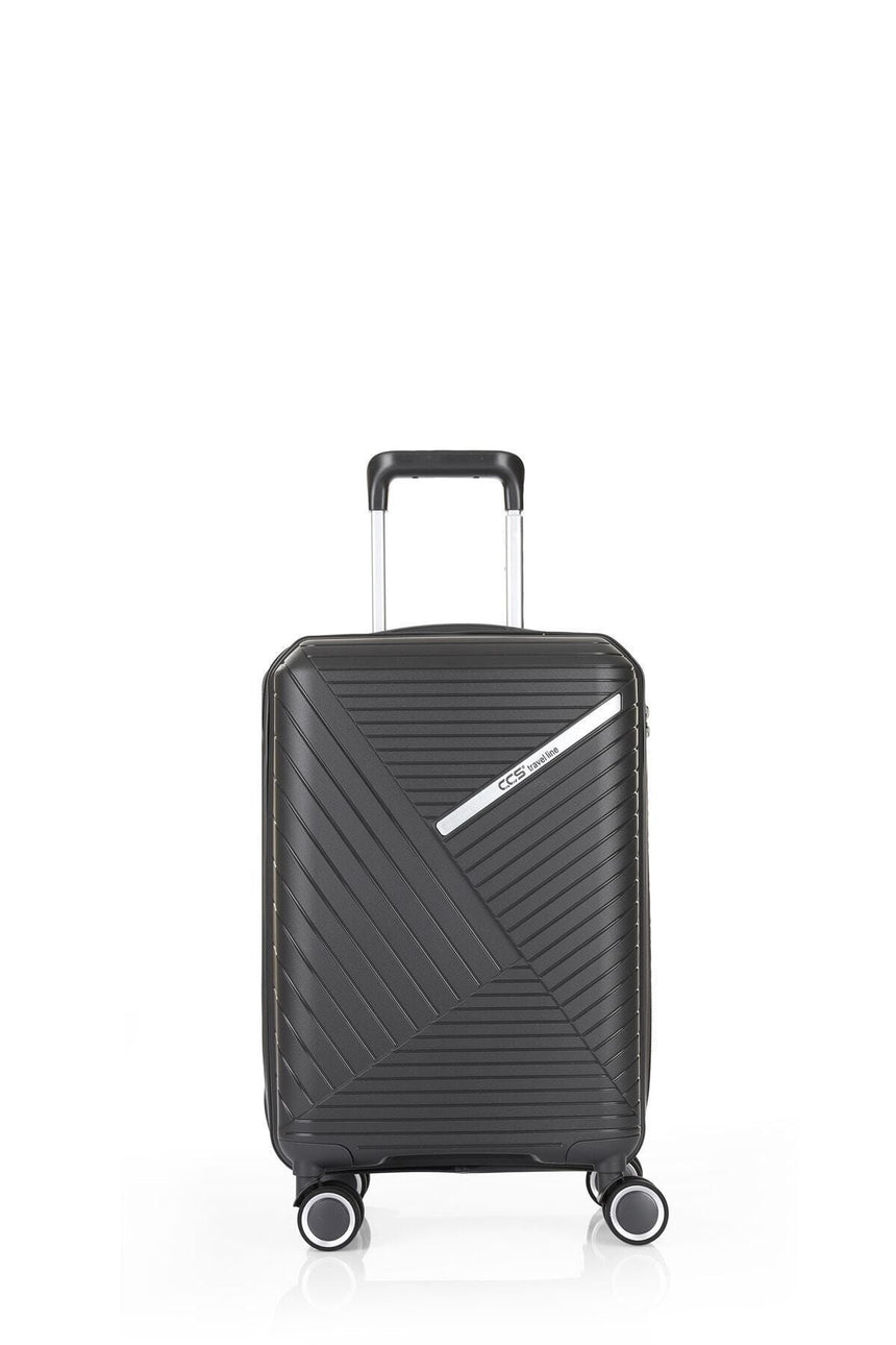 ÇÇS Diagonal Çizgili 55 cm Kabin Boy Valiz Antrasit