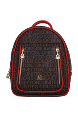 Benetton Çift Fermuar Detaylı Kadın Sırt Çantası Kahve - Kırmızı