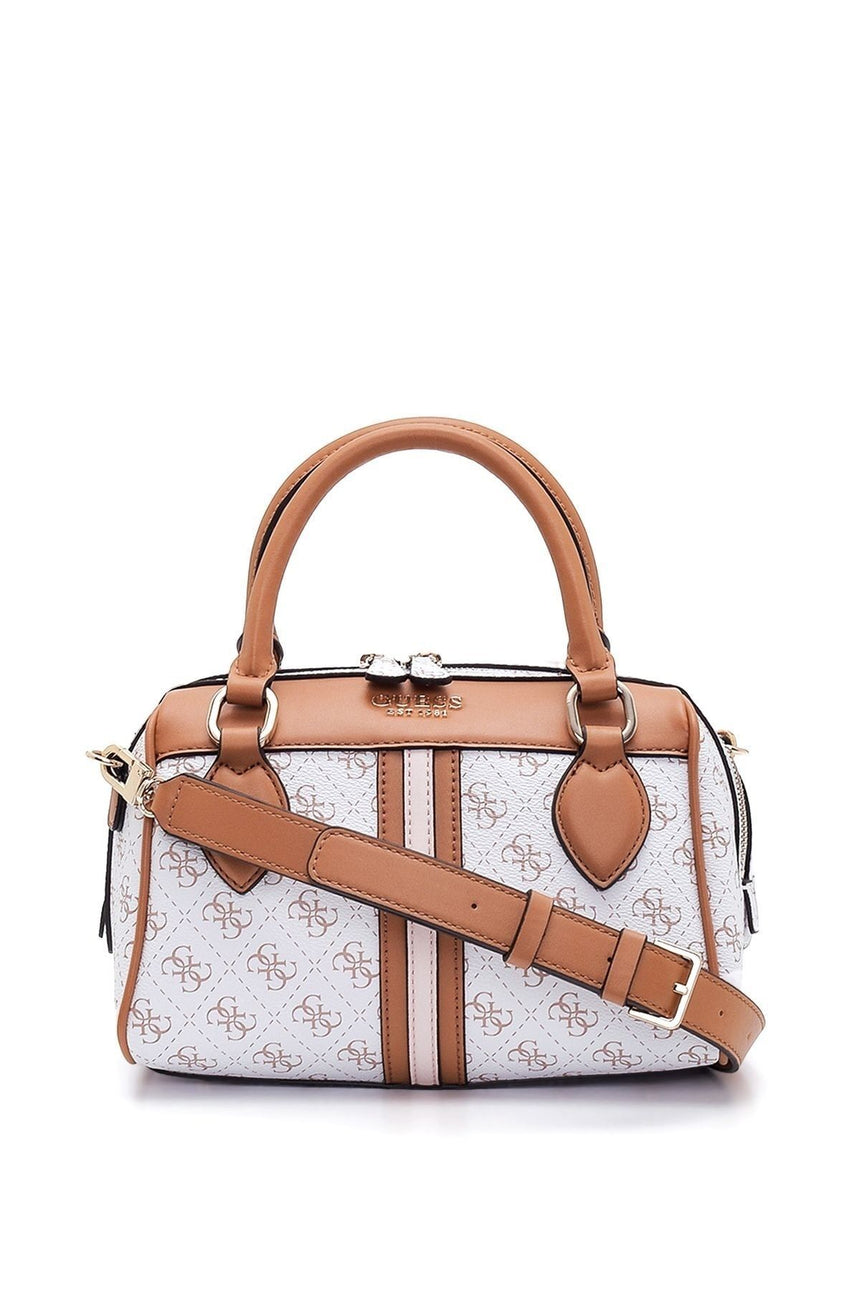 Guess Noelle Box Satchel Kadın Omuz Çantası White - Caramel