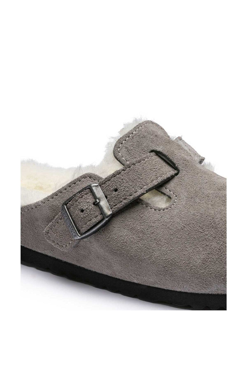 Birkenstock Boston Fur Erkek Terlik Stone Coin