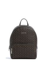 Calvin Klein Ck Monogram Baskılı Fermuarlı Kadın Sırt Çantası Brown Mono