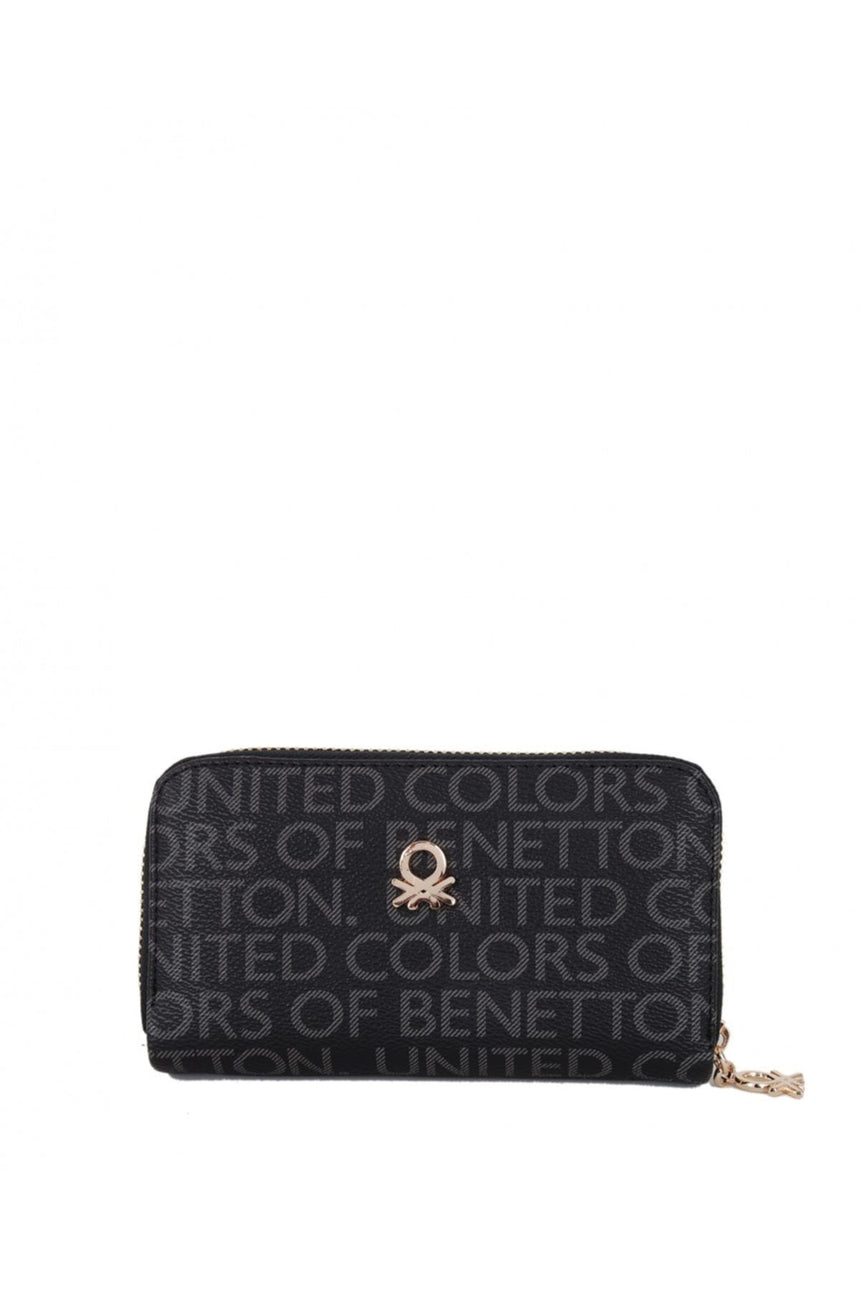 Benetton Logo Baskılı Medium Kadın Cüzdanı Siyah