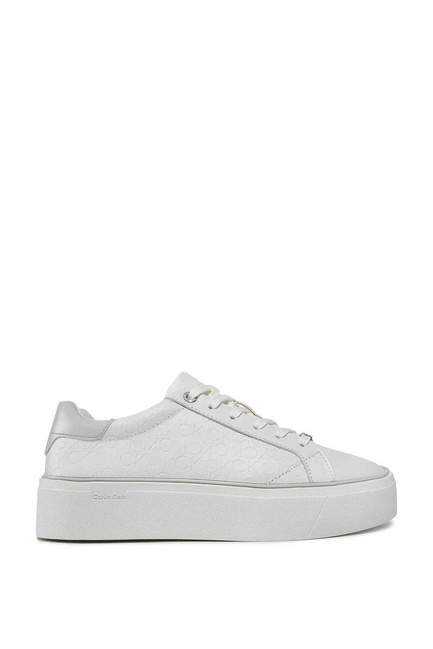 Calvin Klein Deri Platform Lace Up Sneakers White/Pearl Grey