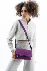 Benetton Logo Baskılı Çapraz Askılı Kadın Çantası Mürdüm - Lacivert