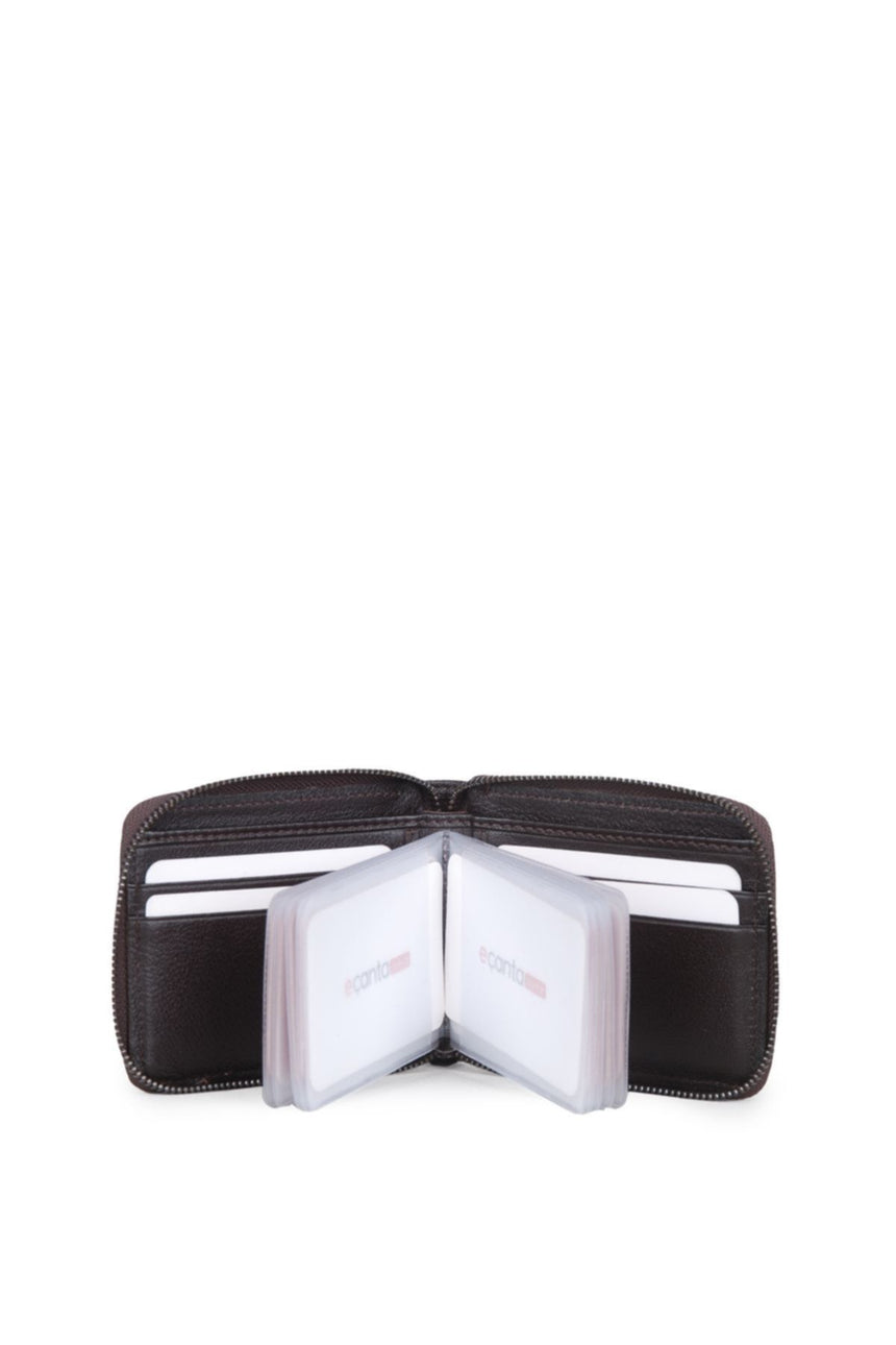 Grande Çoklu Şeffaf Kart Yuvalı Unisex El Portföyü Kahve