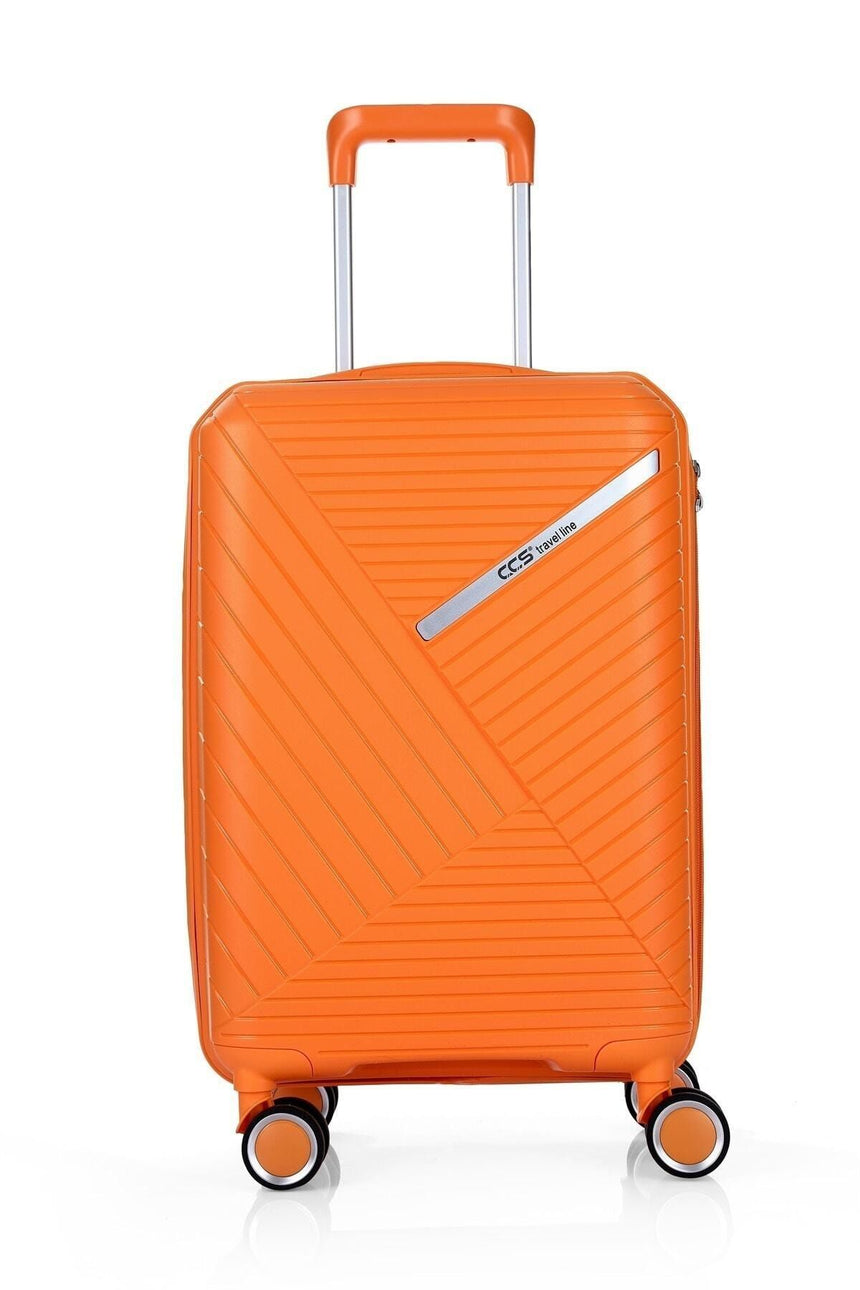 ÇÇS Diagonol Çizgili 75 cm Büyük Boy Valiz Turuncu
