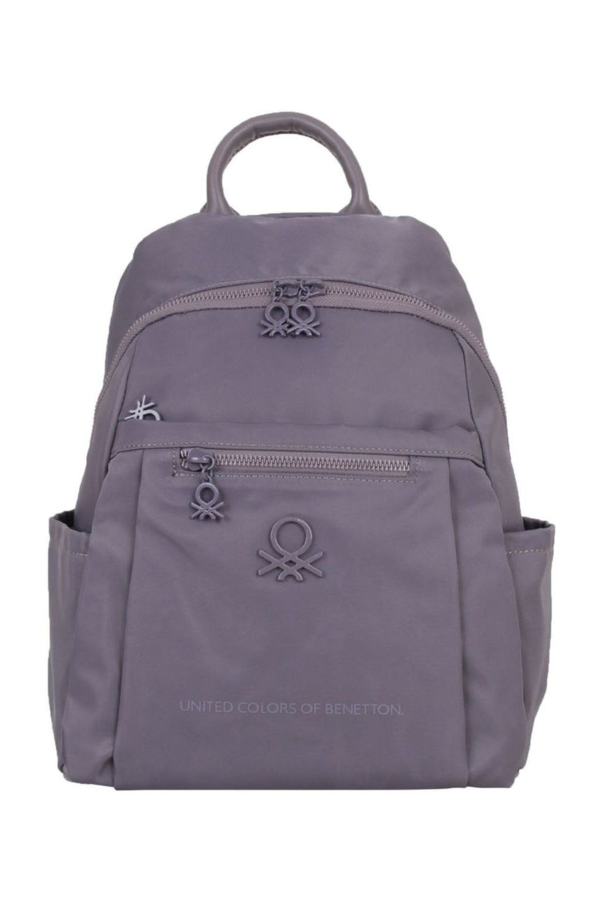 Benetton Metal Logolu Kadın Sırt Çantası Gri