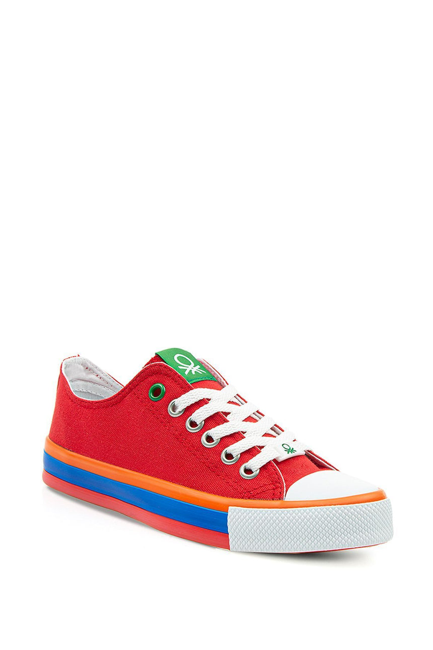 Benetton Renkli Tabanlı Kadın Sneakers Kırmızı