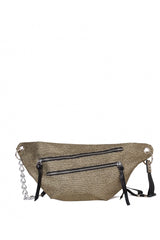 Jacquline Parlak Kadın Bel Çantası Altın