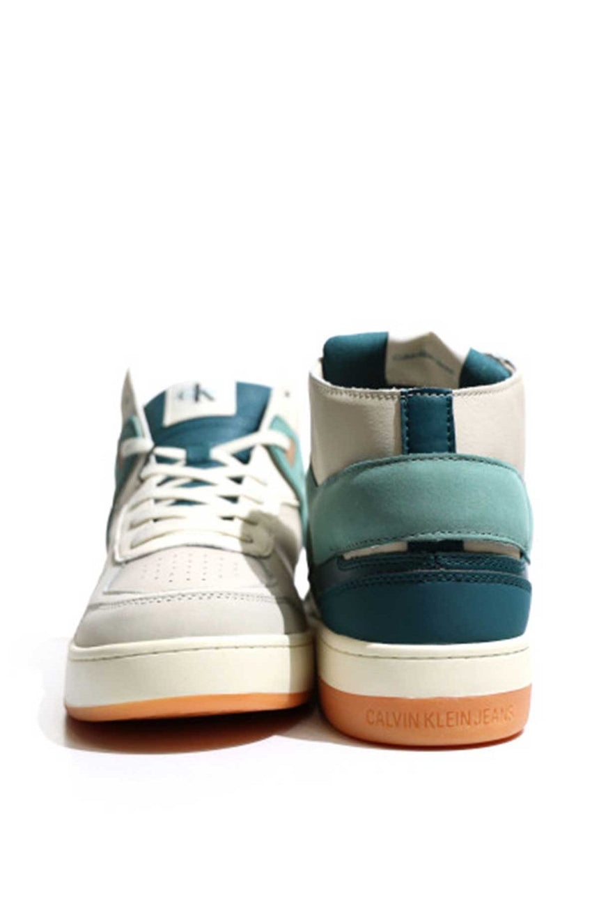 Calvin Klein Basket Cupsole Mid Sneakers Eggshell/Creamy White/Teal/Brown