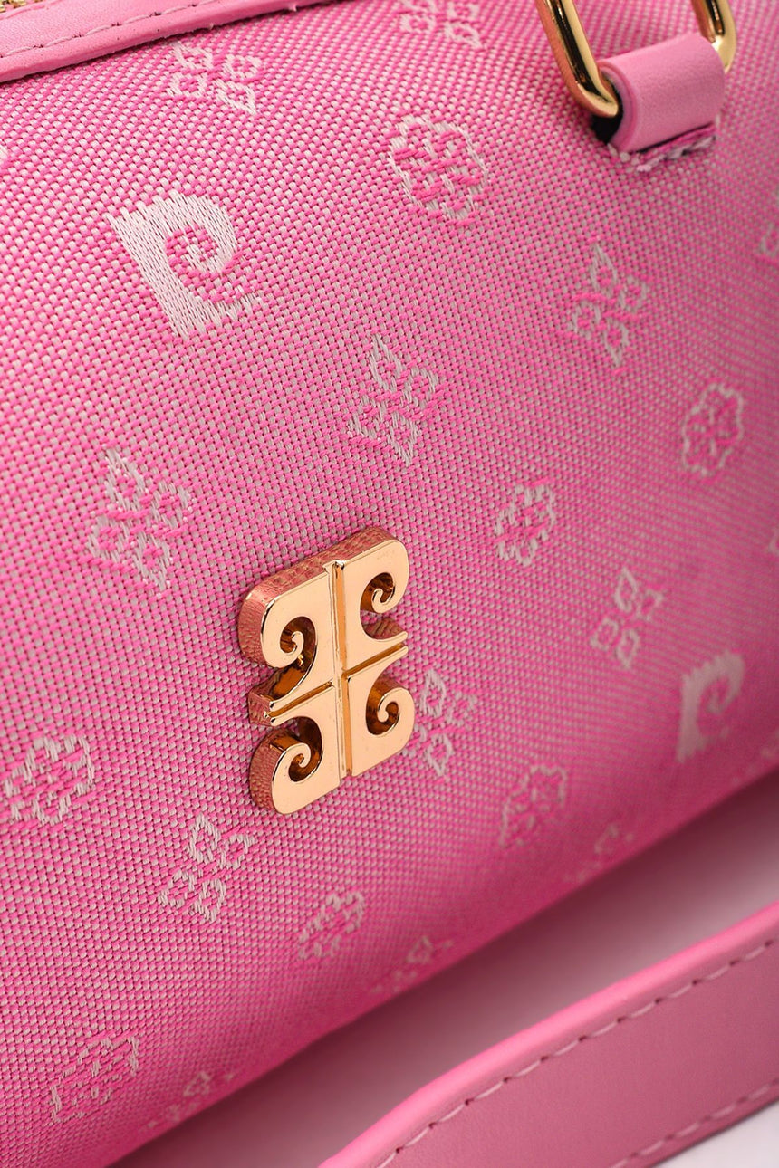 Pierre Cardin Monogram Kanvas Mini Çapraz Askılı Kadın Çantası Şeker Pembe