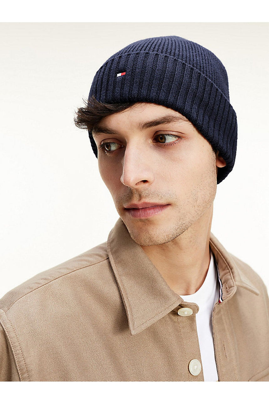 Tommy Hilfiger Pima Cotton Beanie Erkek Bere Blue