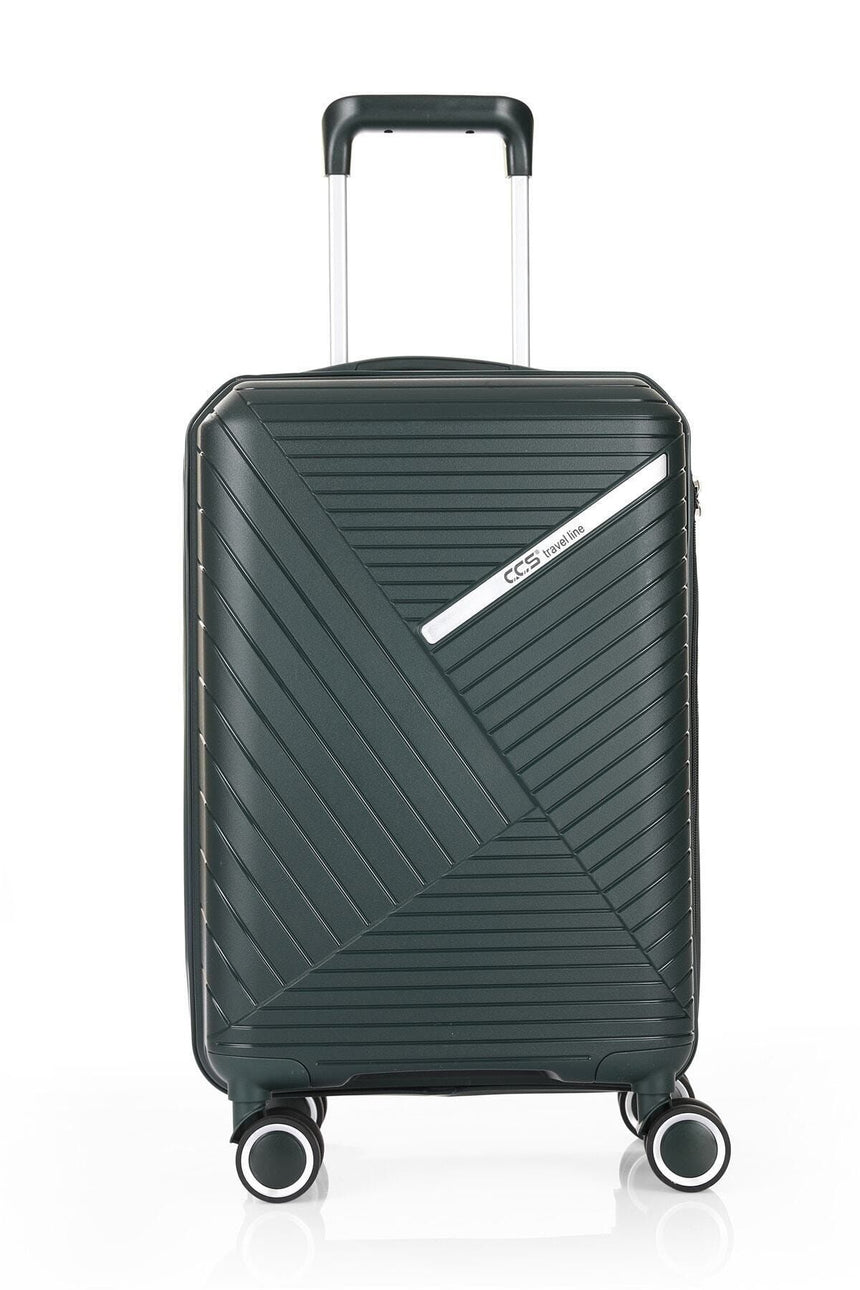ÇÇS Diagonol Çizgili 75 cm Büyük Boy Valiz Koyu Yeşil